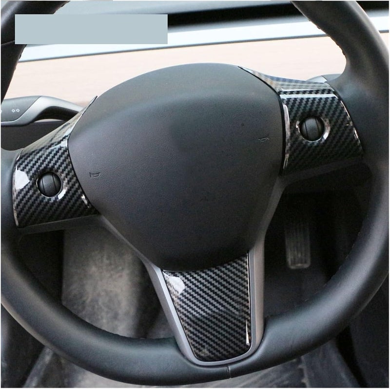 Carbon Fiber Steering Wheel Cover for Tesla Model 3 - Image 4