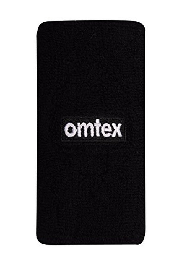 omtex Sweat band wrist band / wrist support for gym, cricket, running and sports activities 5 inches (Black) - Image 1
