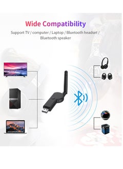 سيوسي محول بلوتوث وجهاز إرسال بلوتوث ومحول صوتي مزدوج USB بلوتوث 5.2 مع هوائي خارجي 2 ديسيبل لسماعات أجهزة الكمبيوتر المحمول  - Image 2