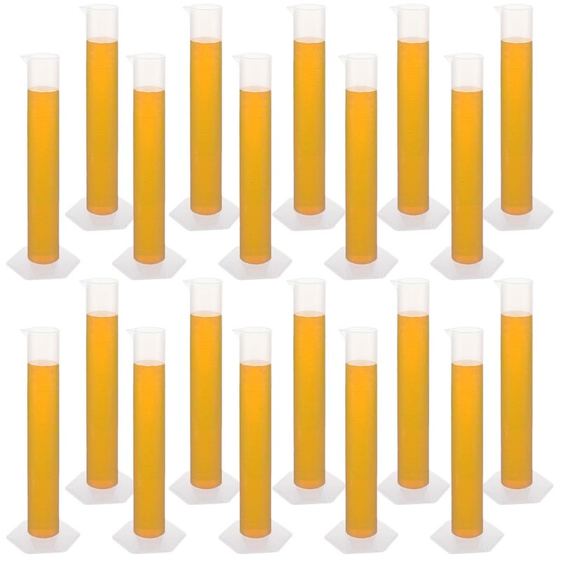 Salco 20 Pack 50 ml Graduated Cylinder Set Plastic Graduated Cylinder for Hydrometer Test Tubes Clear Lab Cylinders with Raised Marking Spout Measuring Cylinder Flask Beaker for Chemistry Science - Image 1