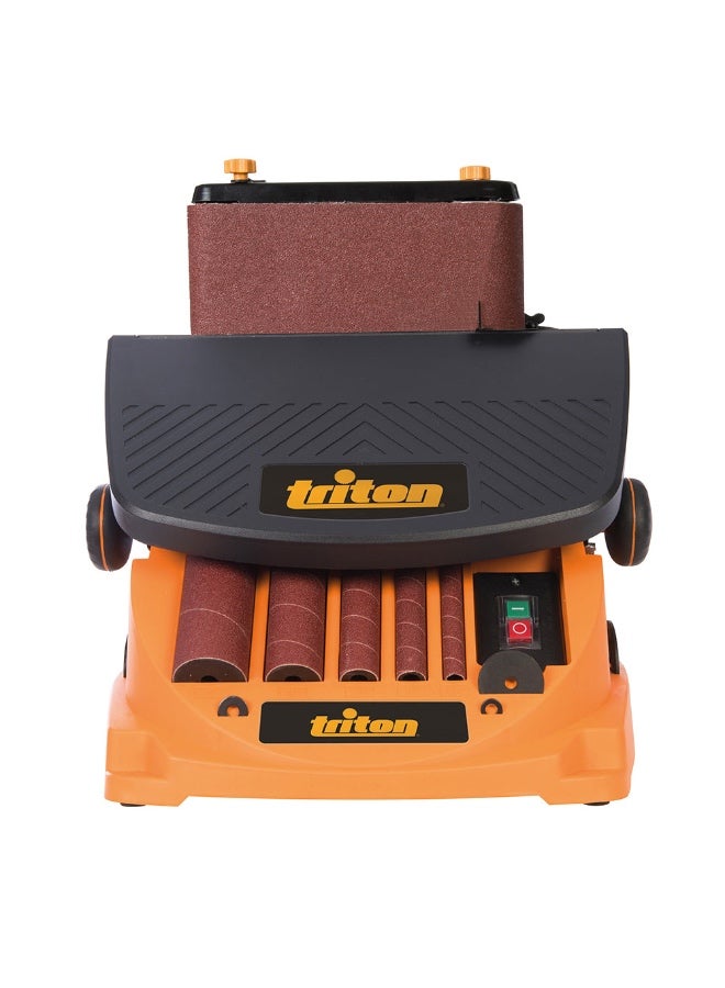 Triton TSPST450 450W Oscillating Spindle and Belt Sander with 5 Sanding Sleeves and Tilting Table - Image 2