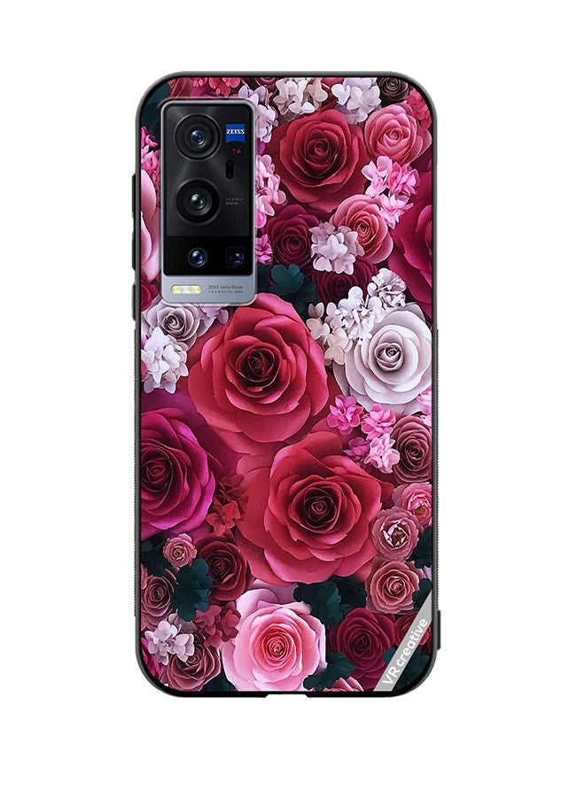 VR CREATIVE Protective Case Cover For Vivo X60 Pro Plus Rose Flower Design Multicolour - Image 1