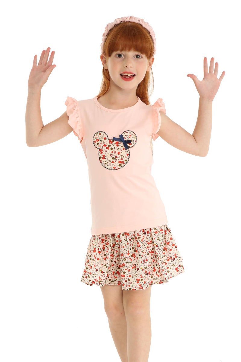 Mud Kingdom Little Girls Skirt Set Cute Cartoon Floral Summer White 5T - Image 2