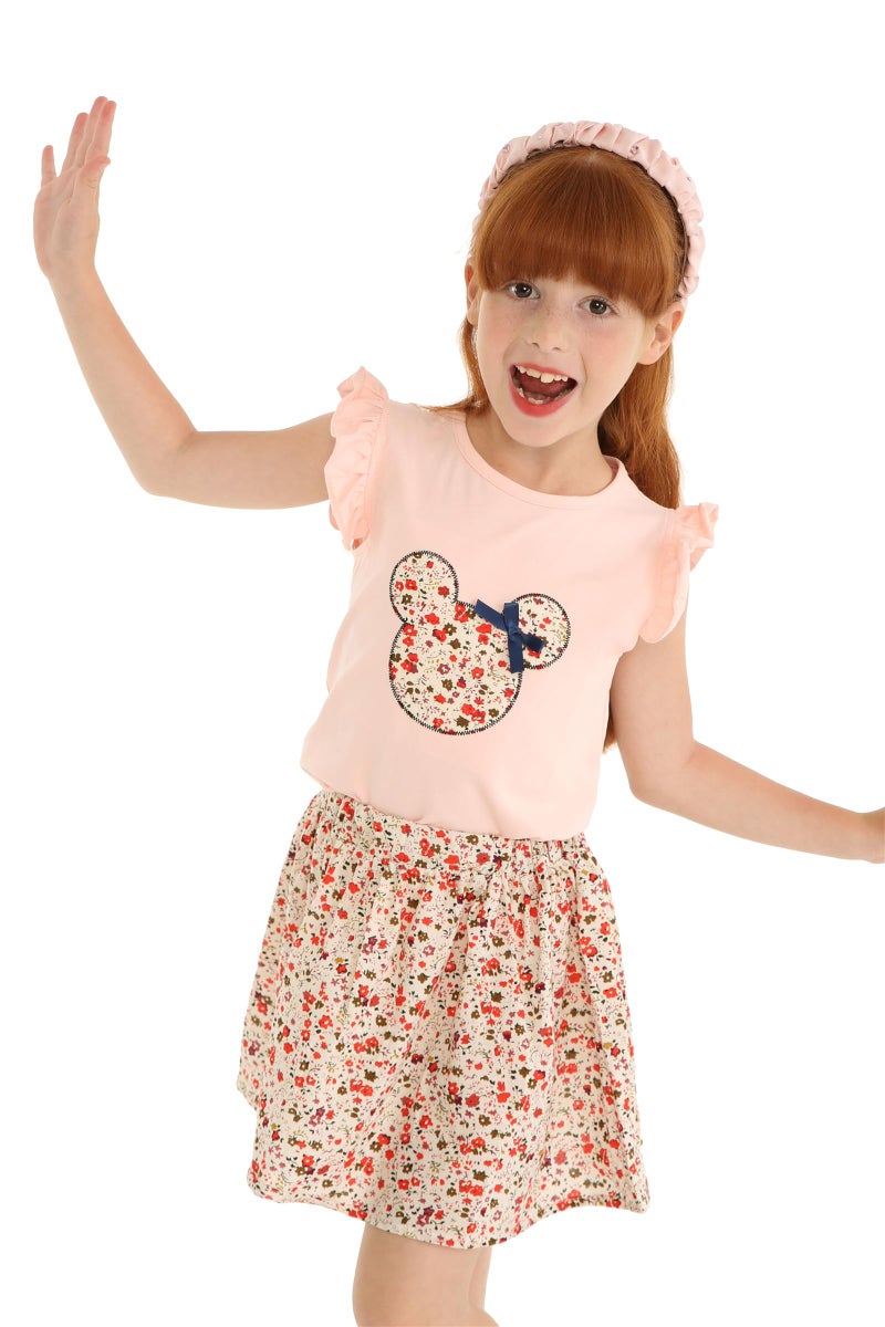 Mud Kingdom Little Girls Skirt Set Cute Cartoon Floral Summer White 5T - Image 3