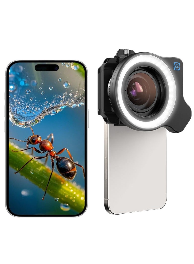 APEXEL Apexel 10X 20X Zoom Macro Lens Kit for Mobile Phones, Pocket Microscope Camera with Complementary Light, 7.5 Hours of Continuous UseMacro Lens Magnifier with Silicone Eyecup, HD Macro Photography Lens for iPhone Android Phones  - Image 1
