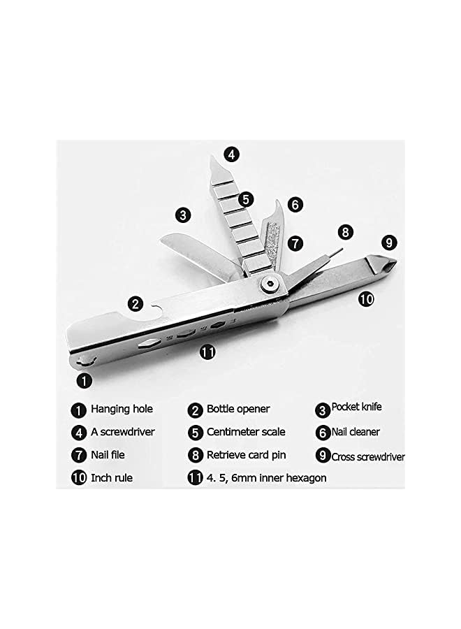 PROMASS promass Keychain Multitool, Multi Function Repair Tool, 11 In 1 Multi Purpose Repair Tool, Keychain With Screwdriver, Sturdy and Durable, for Bottle Opener, Wrench, Ruler, Card Pin, Mobile Phone Holder  - Image 4