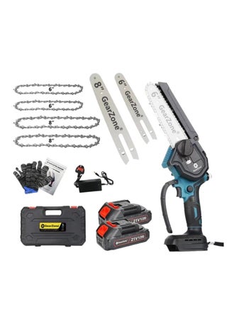 Cordless Chainsaw 6 and 8 Inches, 2-in-1 Mini Chainsaw with 2pcs Batteries and Charger, Small Chainsaw Portable Wood Cutter One-Handed Chainsaw for Trees, Gardening, Forests (Blue) - pzsku/Z508E96DD61A5B6852363Z/45/_/1738553028/300e67e4-fd75-4015-9ff8-bdee92fccc38