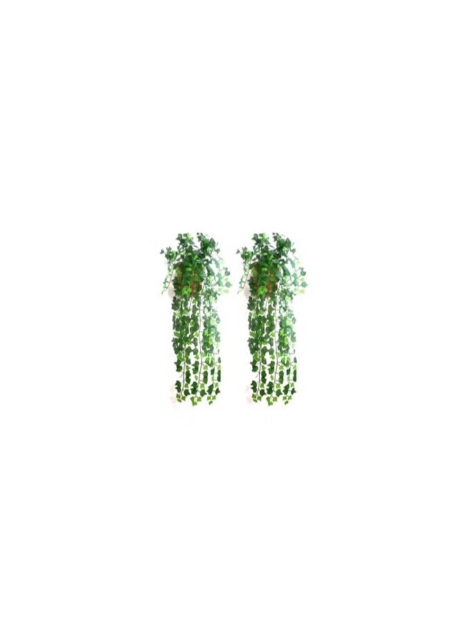 Artificial Hanging Ivy Plants (Set of 2) – Faux Greenery Vines for Home Wall Decor, Indoor/Outdoor Decoration, UV Resistant, Lifelike Leaves