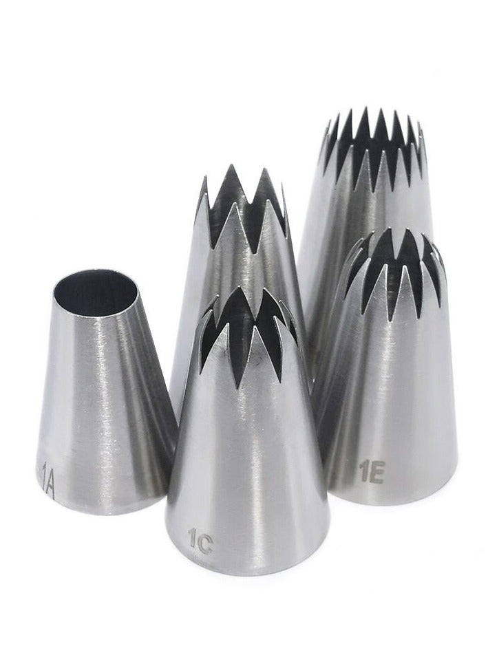 5Pcs Large Metal Cake Cream Decoration Tips Set Pastry Tools Stainless Steel Piping Icing Nozzle Cupcake Head Dessert Decorators - Image 2