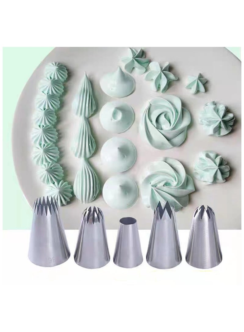 5Pcs Large Metal Cake Cream Decoration Tips Set Pastry Tools Stainless Steel Piping Icing Nozzle Cupcake Head Dessert Decorators - Image 4