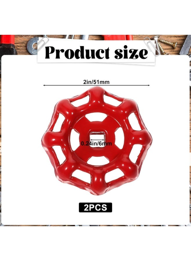 سونسر 2 قطعة مقبض صنبور خارجي بمقبض صنبور خارجي، مقبض صنبور صنبور مياه بديل مقاوم للصدأ مقبض صنبور مياه 6 × 6 مم مقبض صنبور دائري بديل مقبض مريلة خرطوم أحمر - Image 2