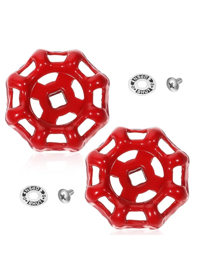 سونسر 2 قطعة مقبض صنبور خارجي بمقبض صنبور خارجي، مقبض صنبور صنبور مياه بديل مقاوم للصدأ مقبض صنبور مياه 6 × 6 مم مقبض صنبور دائري بديل مقبض مريلة خرطوم أحمر - Image 1