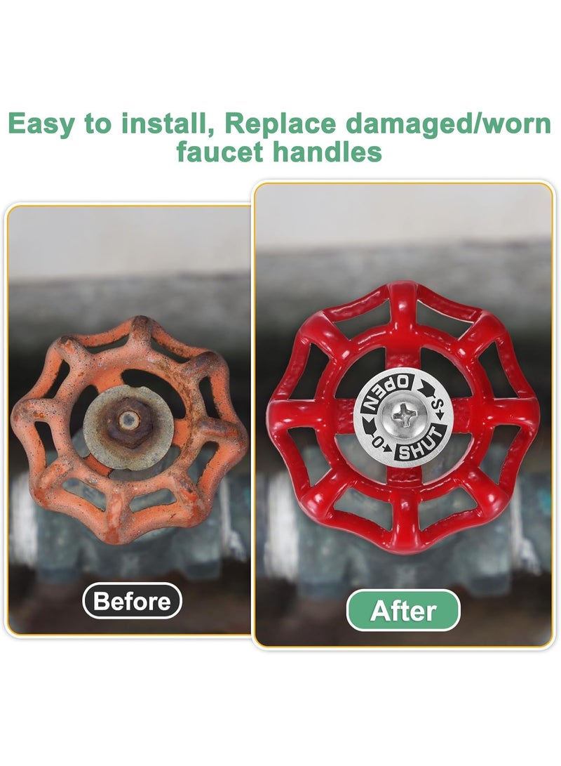 سونسر 2 قطعة مقبض صنبور خارجي بمقبض صنبور خارجي، مقبض صنبور صنبور مياه بديل مقاوم للصدأ مقبض صنبور مياه 6 × 6 مم مقبض صنبور دائري بديل مقبض مريلة خرطوم أحمر - Image 4