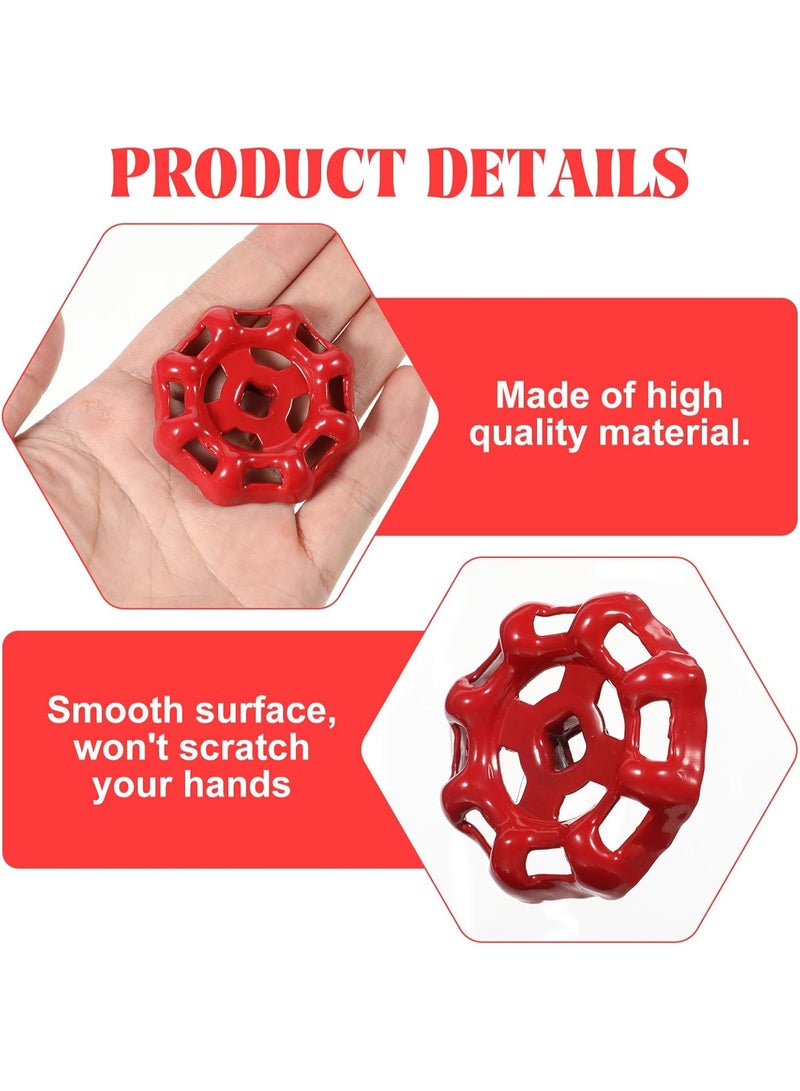 سونسر 2 قطعة مقبض صنبور خارجي بمقبض صنبور خارجي، مقبض صنبور صنبور مياه بديل مقاوم للصدأ مقبض صنبور مياه 6 × 6 مم مقبض صنبور دائري بديل مقبض مريلة خرطوم أحمر - Image 3