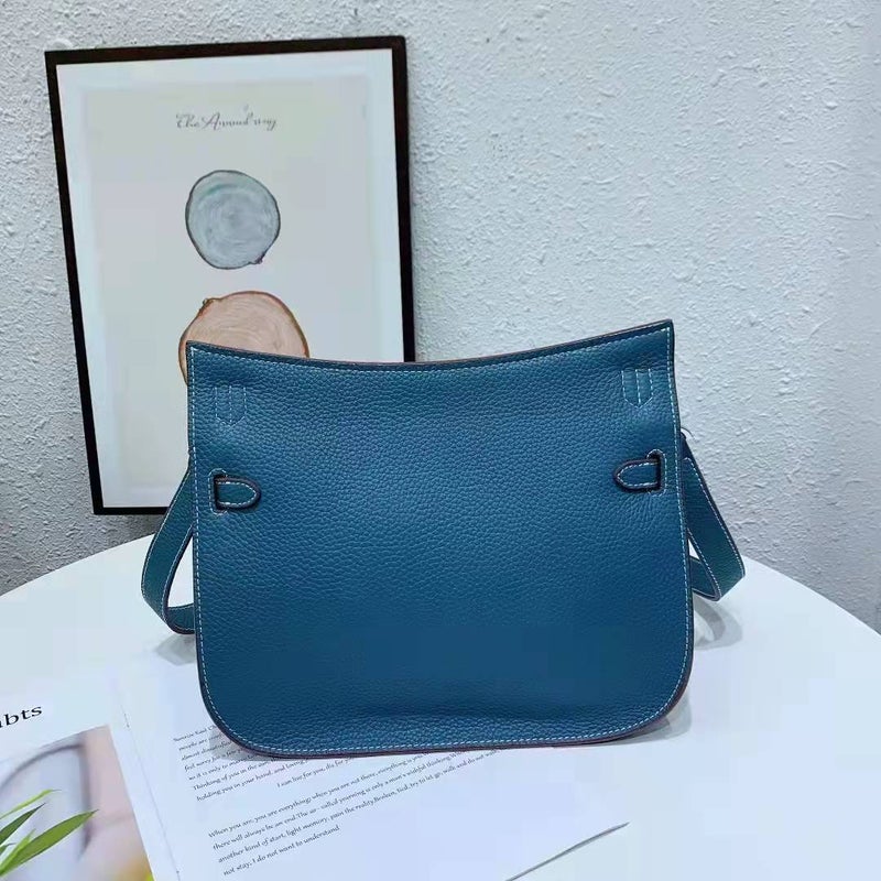 High-End New Style Cowhide Kelly Bag Gypsy Bag Lychee Pattern Lock Buckle Shoulder Bag Casual All-Match Crossbody Bag Trendy - Image 5