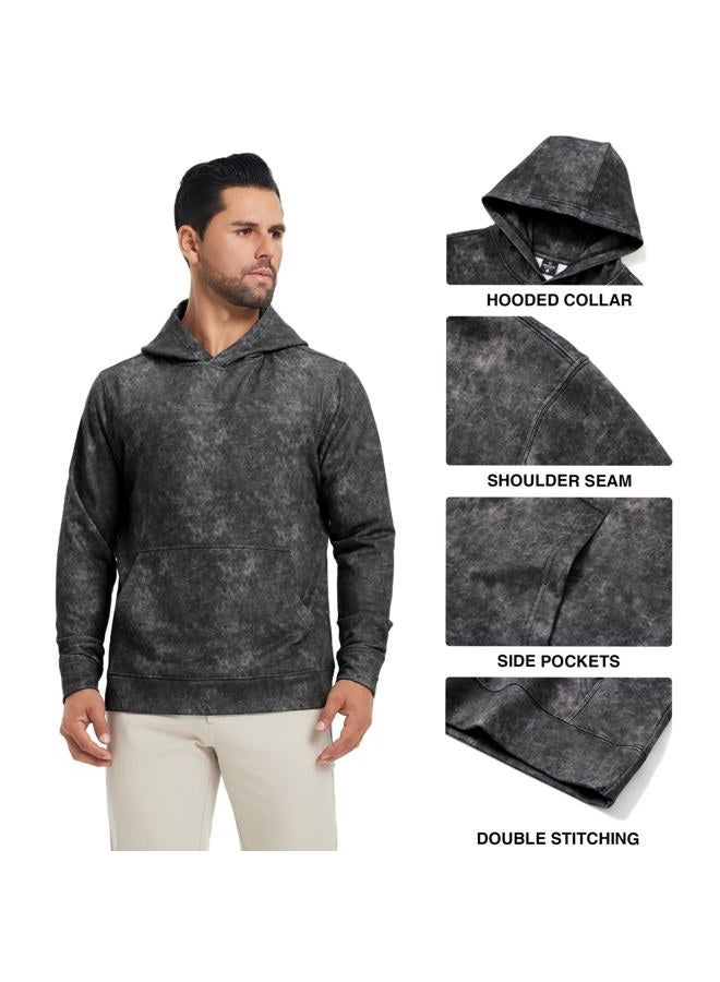 M MAELREG Hoodies for Men Golf Soft Hooded Sweatshirts Dry Fit Lightweight Casual Midlayer Print Mens Hoodies Pullover, Mg014- Black, L - Image 4