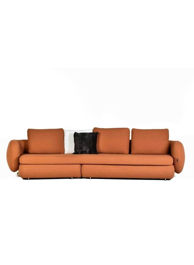 LOFT ISLAND,SOFA 3 SEAT,320X100X65,FABRIC,BROWN WITH METAL SILVER LEGS TEDDY C-09 - Image 1