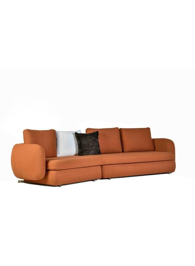 LOFT ISLAND,SOFA 3 SEAT,320X100X65,FABRIC,BROWN WITH METAL SILVER LEGS TEDDY C-09 - Image 2