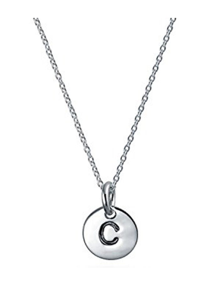 NIBEMINENT 925 Sterling Silver Petite Letter C Initial Disc Pendant Necklace  - Image 1