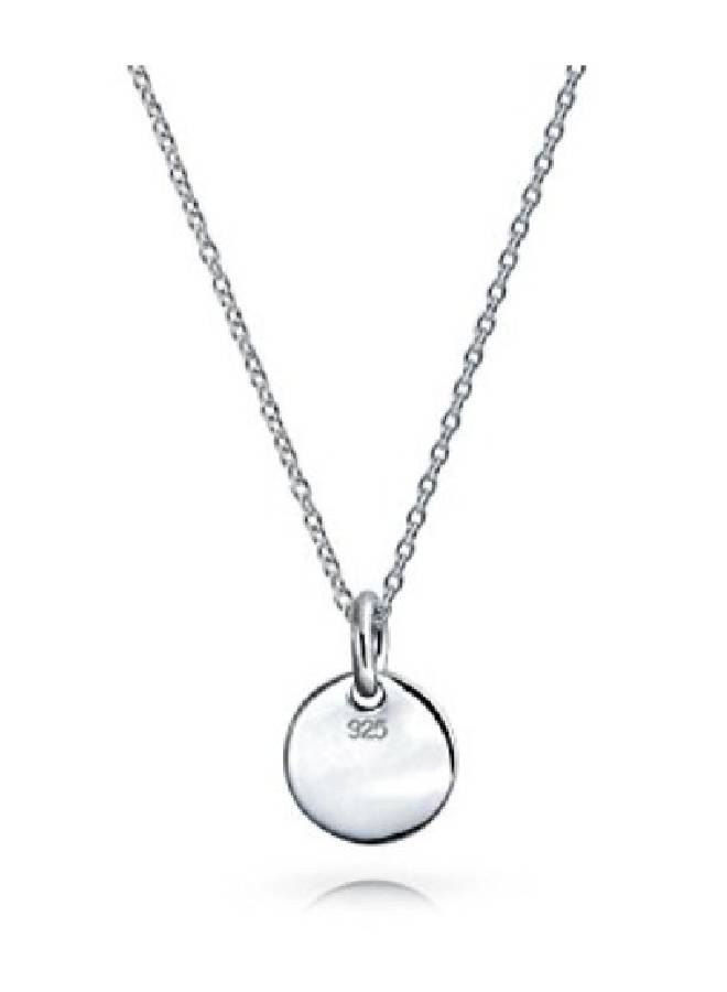 NIBEMINENT 925 Sterling Silver Petite Letter C Initial Disc Pendant Necklace  - Image 2