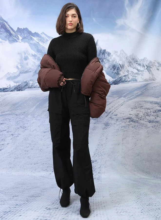 Tokyo Talkies Textured Turtle Neck Sweater with Long Sleeves by Styli