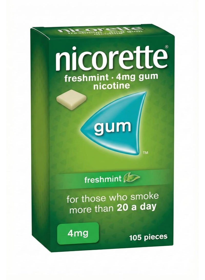 nicorette Freshmint 4mg Gum 105 Pieces Stop Smoking Nicotine Gum - Image 1
