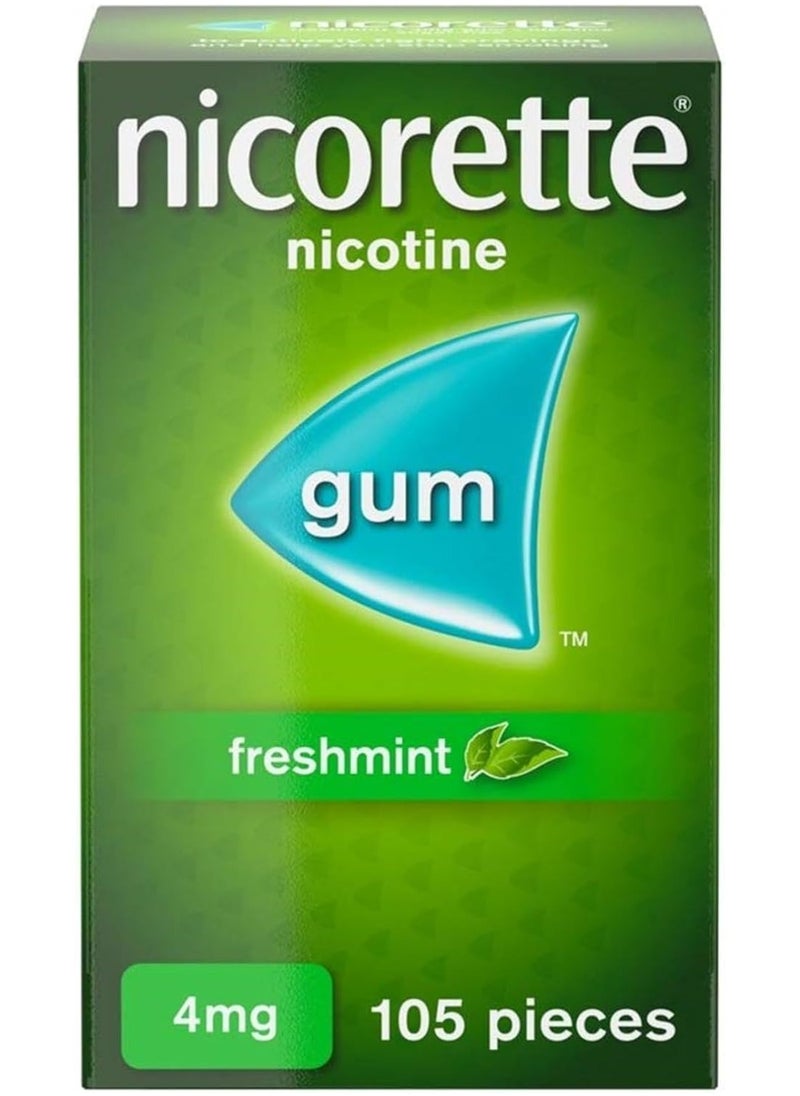 nicorette Freshmint 4mg Gum 105 Pieces Stop Smoking Nicotine Gum  - Image 1