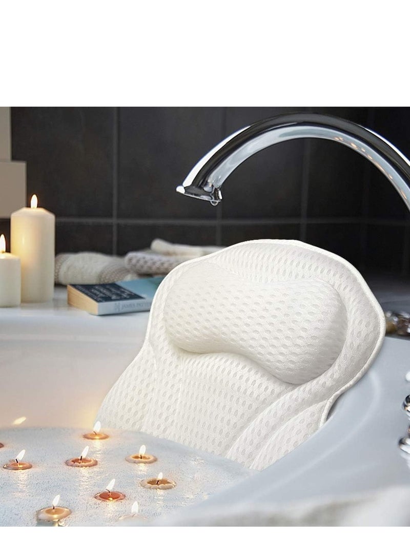 TRASSLE Bath Pillow, Ergonomic Bathtub Spa Pillow with 4D Air Mesh Technology and 6 Suction Cups, Helps Support Head, Back, Shoulder and Neck, Fits All Bathtub, Hot Tub and Home Spa - Image 1