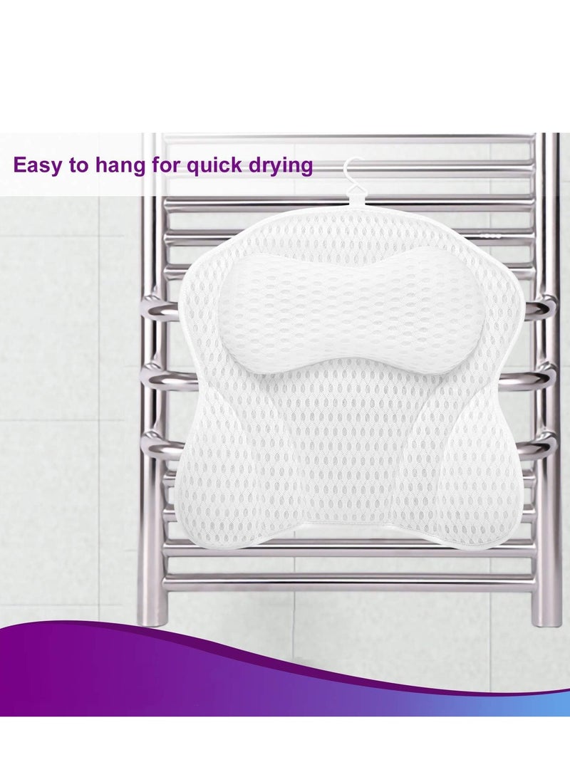 TRASSLE Bath Pillow, Ergonomic Bathtub Spa Pillow with 4D Air Mesh Technology and 6 Suction Cups, Helps Support Head, Back, Shoulder and Neck, Fits All Bathtub, Hot Tub and Home Spa - Image 2