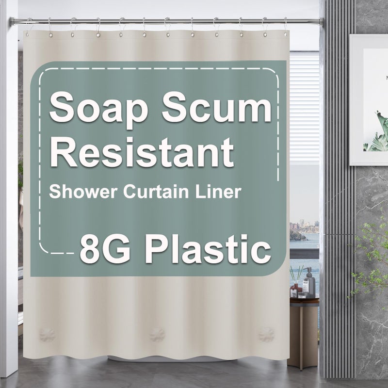 ستارة دش بلاستيكية من Amazerbath 72 × 72 PEVA بيفا كاكي دش ستارة تان مقاوم للماء ثقيلة الستارة الحمام سميكة مع 3 أحجار واضحة مرجحة و 12 ثقوب جروميت مقاومة للصدأ