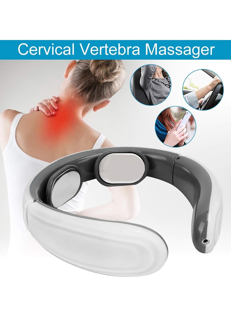 Electric Neck Massager, Cervical Vertebra Vertebra Massager-Neck Shoulder Pain Relief Physiotherapy Instrument(White)