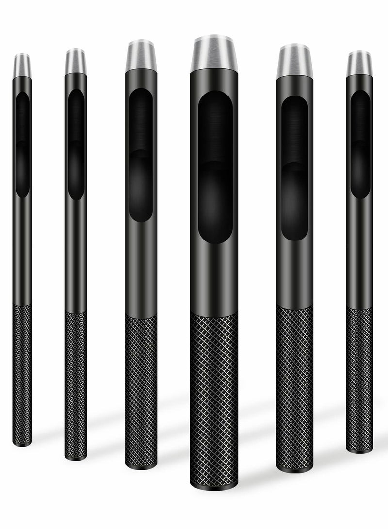 Barakah Leather Hole Punch, 6 Pcs Round Hollow Punch Set, Industrial Grade Black Punch - Image 1