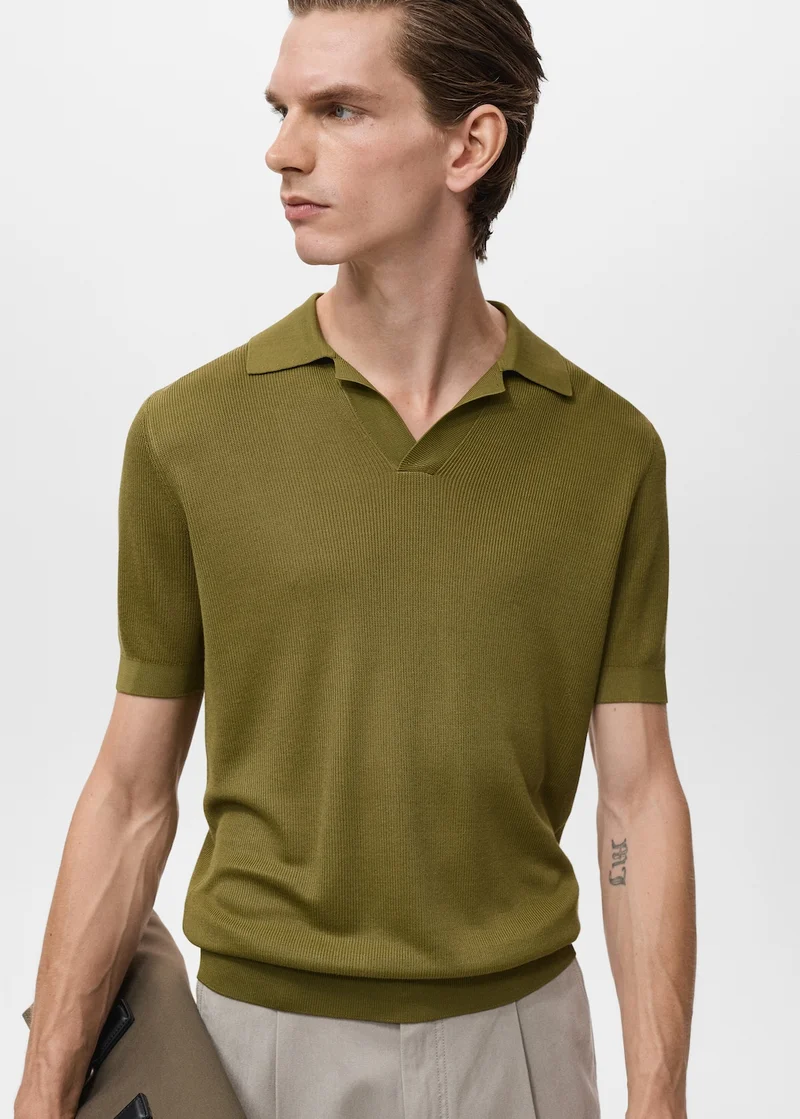 مانجو مان Cotton polo shirt with microstructure