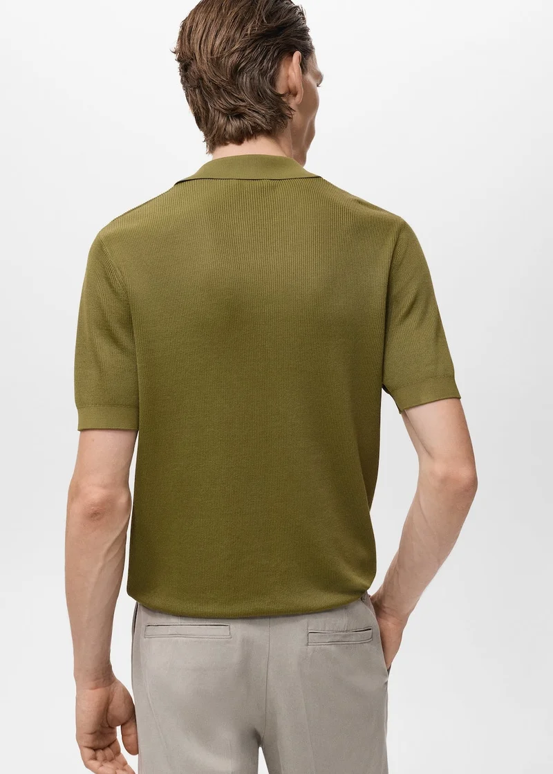 Mango Man Cotton polo shirt with microstructure