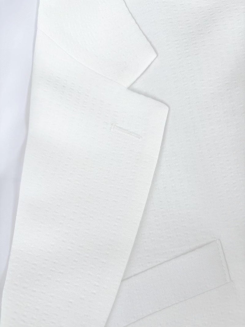 PopEle Mens White Seersucker Slim Fit Suit Grooms Sear Sucker Suit for Fall Wedding - Image 3
