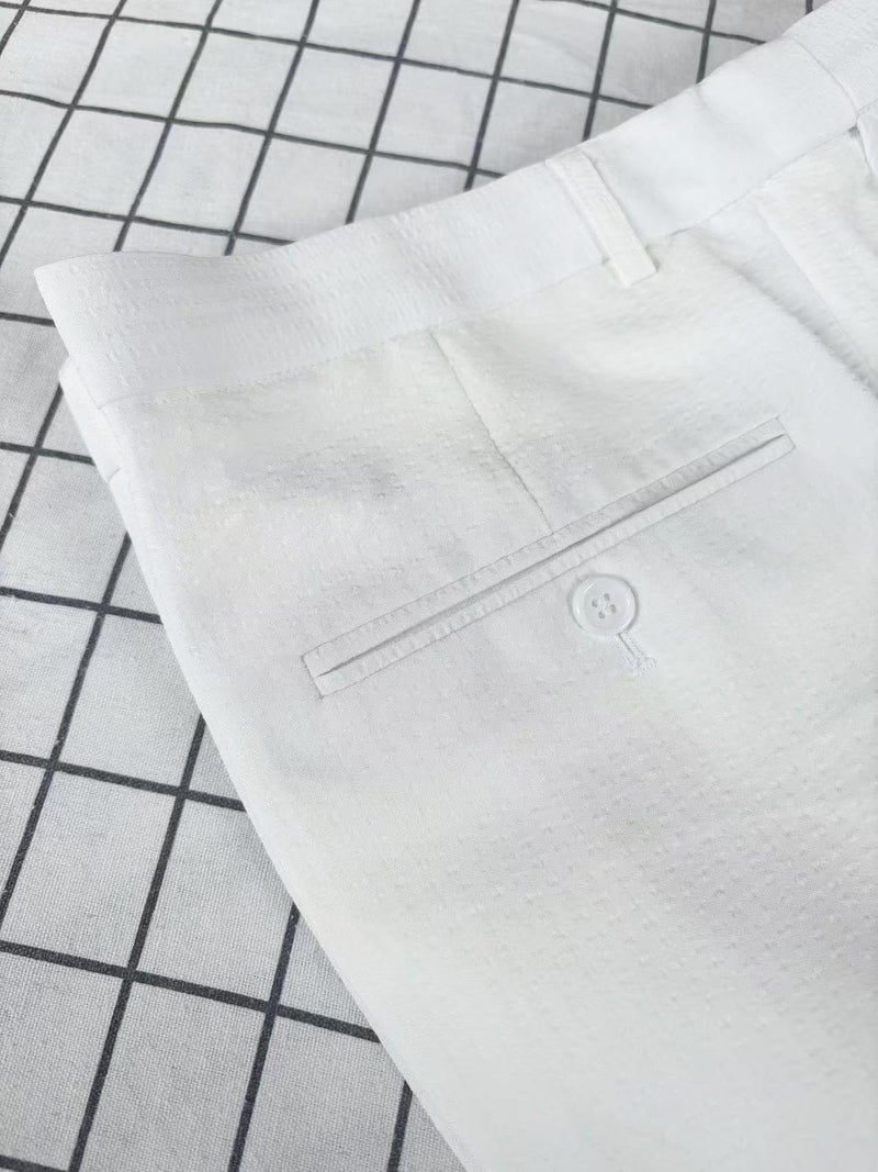 PopEle Mens White Seersucker Slim Fit Suit Grooms Sear Sucker Suit for Fall Wedding - Image 4