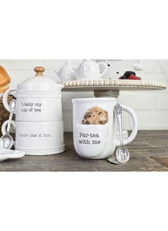 mud pie Vintage Inspired Ceramic Mug Spoonpar Tea Cup Set 2 Piece1 Pound  - Image 3