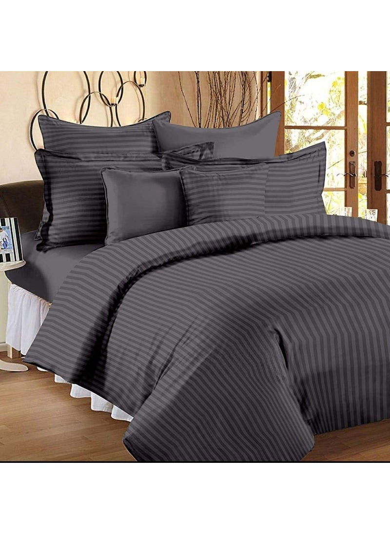 Own Way Own way Microfiber Satin Striped 400TC Double Bedsheet King Size for Double Bed Solid Colour Bed Sheets Flat Sheets Size 108x108 inch 2 Pillow Cover28x18 inch  - Image 2