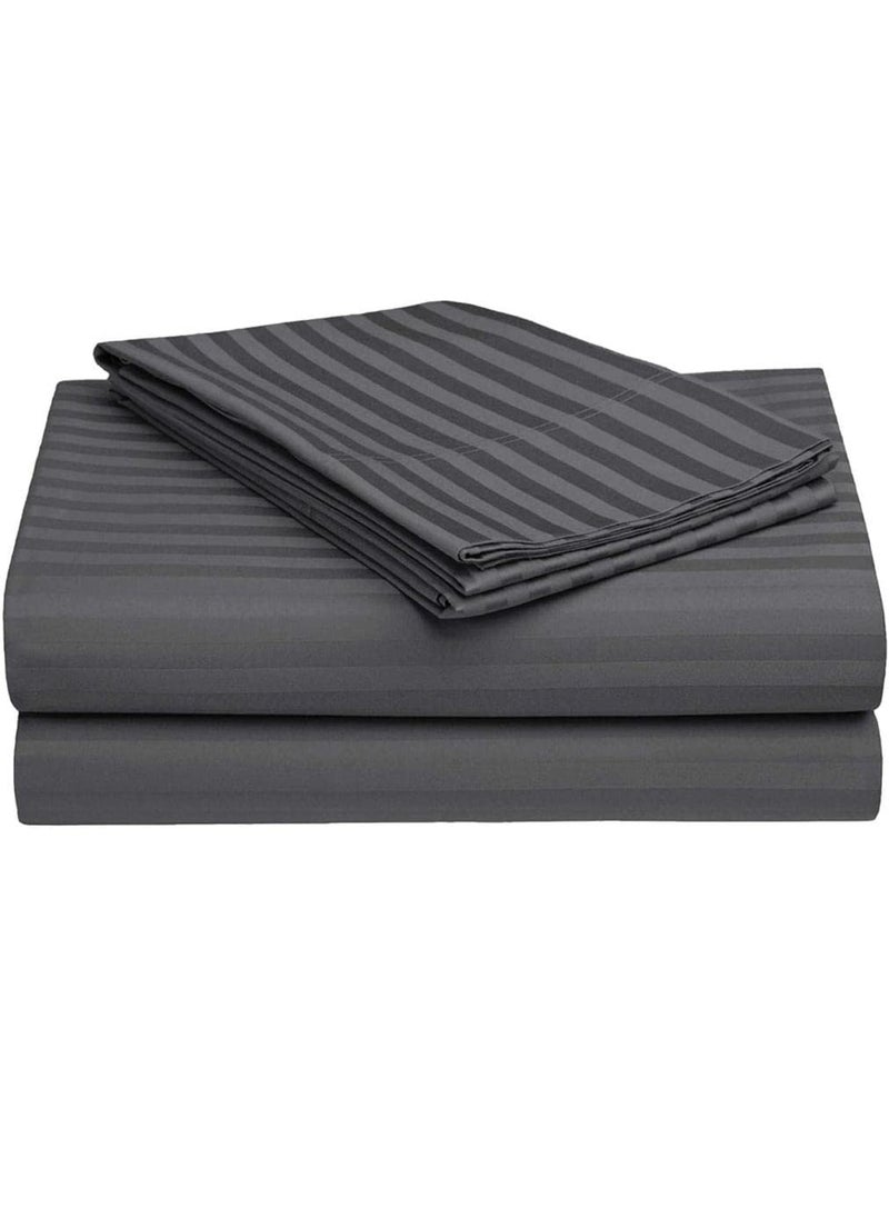 Own Way Own way Microfiber Satin Striped 400TC Double Bedsheet King Size for Double Bed Solid Colour Bed Sheets Flat Sheets Size 108x108 inch 2 Pillow Cover28x18 inch  - Image 1