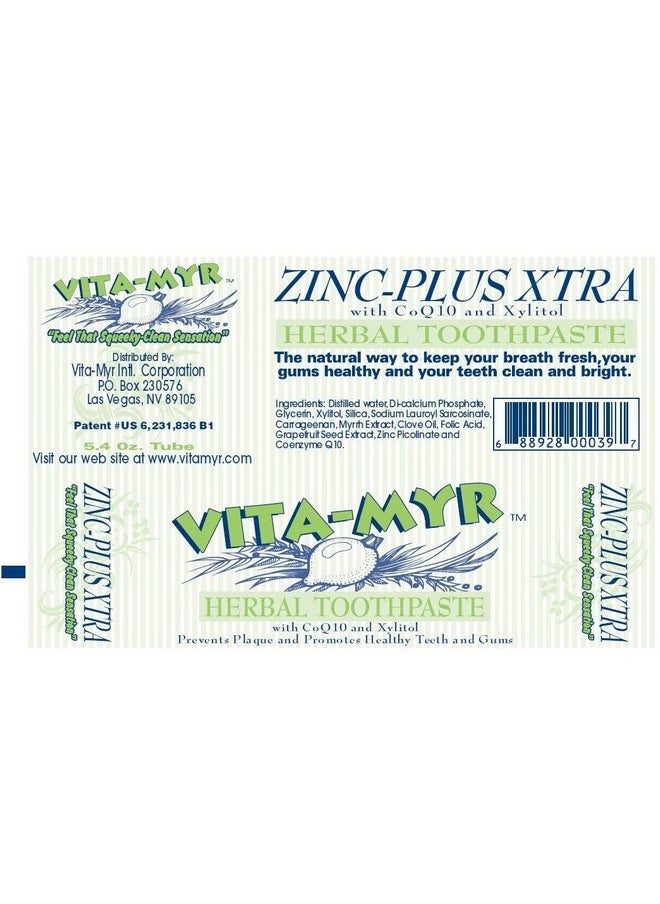 VITA-MYR 3 Pack Vitamyr Zinc Plus Xtra Natural & Effective Herbal Toothpaste 5.4 Oz  - Image 3