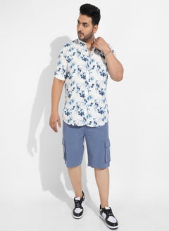 Instafab Plus Instafab Plus Men's Blue & White Botanical Strokes Shirt  - Image 5