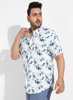 Instafab Plus Instafab Plus Men's Blue & White Botanical Strokes Shirt  - Image 3