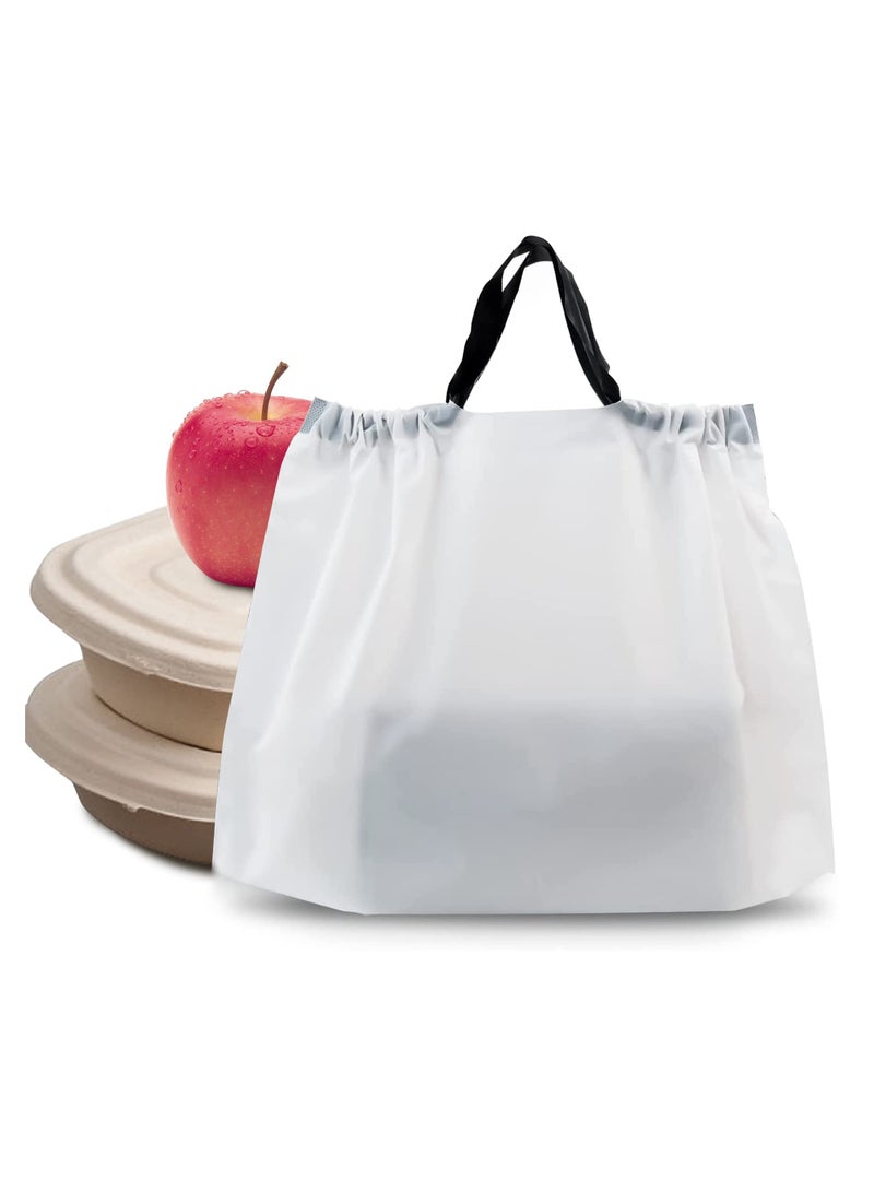 50 PCS Reusable Waterproof Takeout Bags with Handles Thick Plastic Drawstring Bags for Restaurants Delivery and Carry Out Large Size  - Image 1