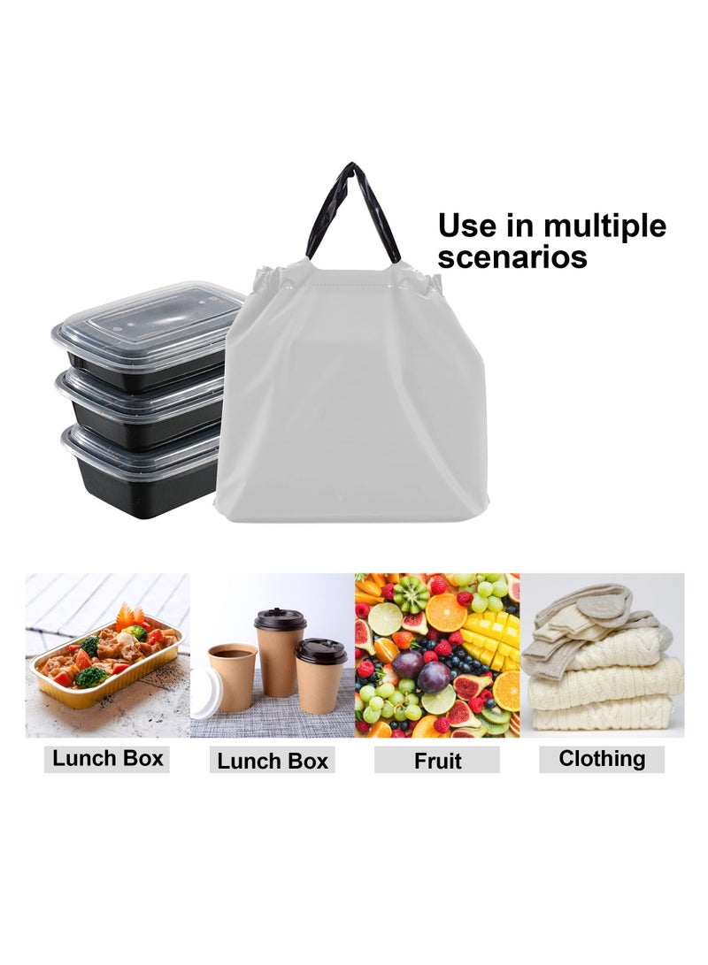 50 PCS Reusable Waterproof Takeout Bags with Handles Thick Plastic Drawstring Bags for Restaurants Delivery and Carry Out Large Size  - Image 3