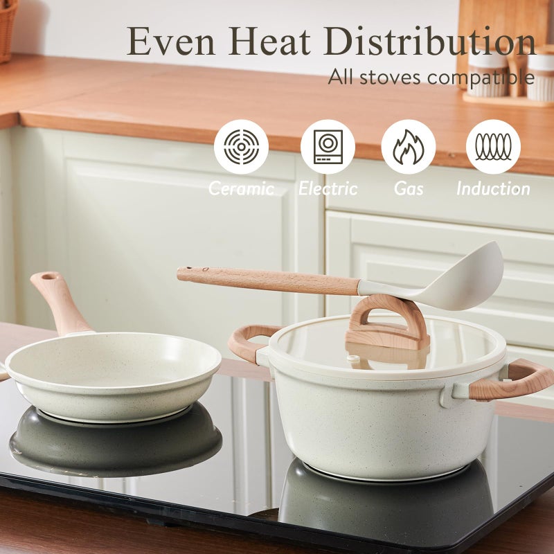 USELUCK Pots and Pans Set Non Stick Ceramic Cookware Set 22-Piece Nonstick Kitchen Cooking Sets Stockpot Saucepan Frying Pans - Image 5