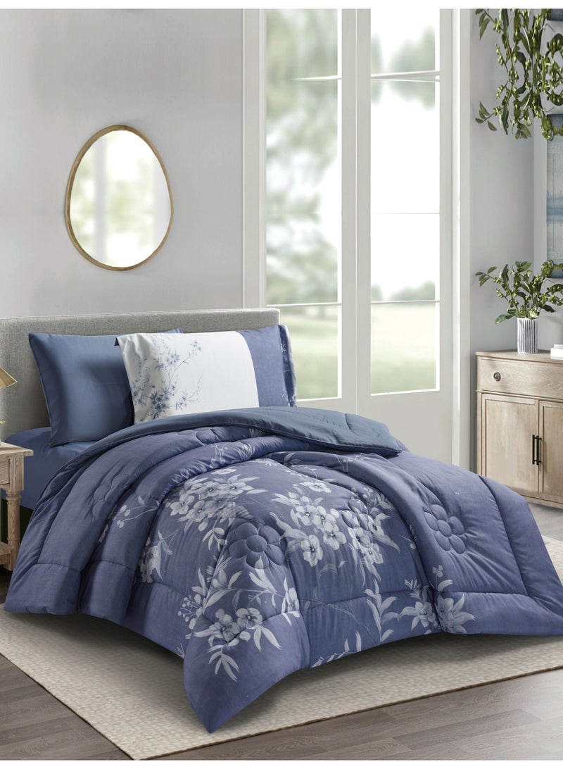 Donetella Bedding Comforter Set, twin Size Fits 120x200 cm - 4-Pcs Digital Print Quilted Bed Set, Microfiber Fabric - 1 Comforter, 1 Fitted Sheet, 1 Pillow Shams, 1 Pillowcases. - Image 2