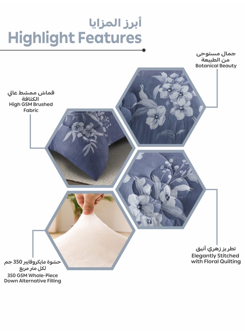 Donetella Bedding Comforter Set, twin Size Fits 120x200 cm - 4-Pcs Digital Print Quilted Bed Set, Microfiber Fabric - 1 Comforter, 1 Fitted Sheet, 1 Pillow Shams, 1 Pillowcases. - Image 5