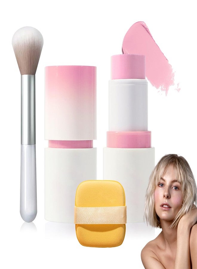 LZYLLS Cream Blush Stick with Brush and Makeup Sponge,Waterproof Multi Cream Makeup Stick,Lightweight,Long-lasting,2 in 1 Multi Blush for Cheeks & Lip Tint & Eyeshadow E - Image 1