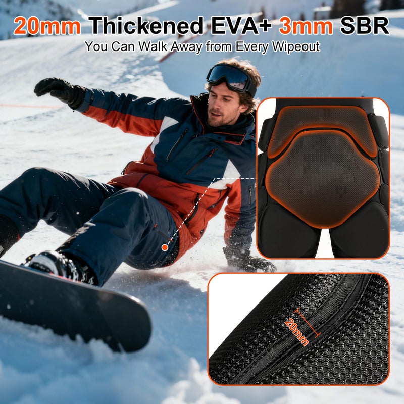 BARMACO 3D Protective Hip Butt EVA Padded Shorts, Crash Pad Impact Gear for Snowboard Skateboard Ski Roller Skating Bicycle et. - Image 3