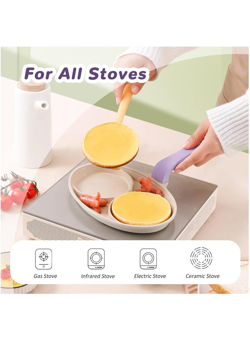Hihonor Egg Frying Pan, 2-Cup Mini Nonstick Egg Pan & Omelet Pan for Breakfast, Healthy Non Toxic Pancake Pan, Easy to Clean Egg Cooker Pan, Suitable for Gas Stove & Induction Cookware (Purple)  - Image 2